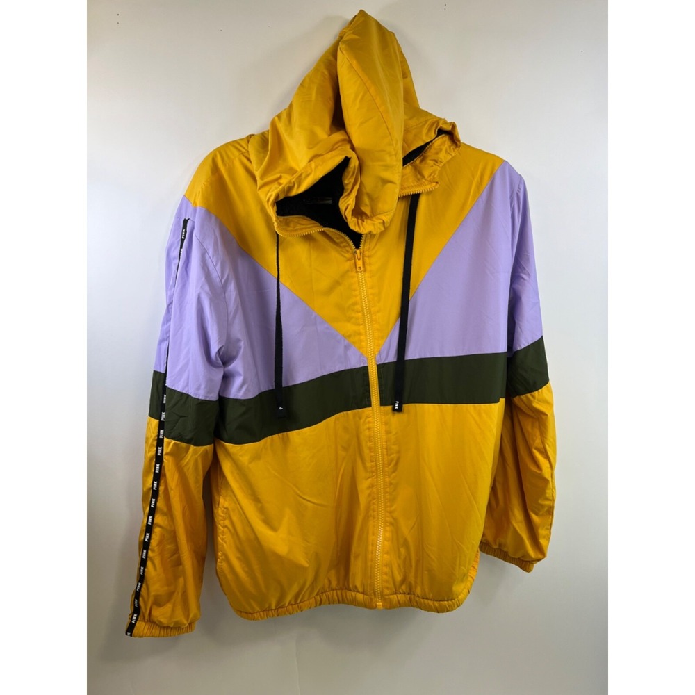 Pink Victoria Secret ZipUp Yellow And Purple Winter Lined Coat Size XS
